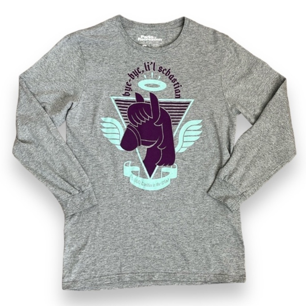 Parks Recreation Womens Li'l Sebastian Size S Long Sleeve  Gray T Shirt
